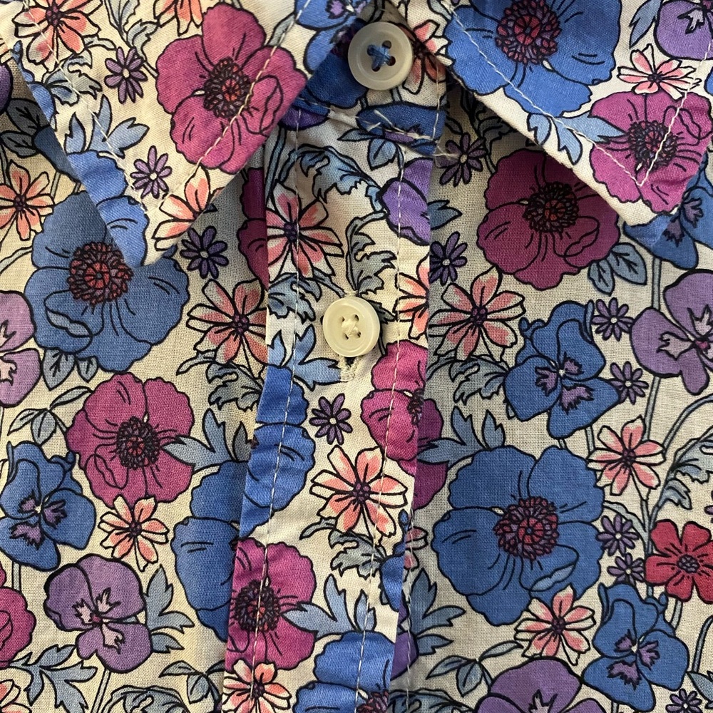 Talbots Blue and Purple Floral Button Down Shirt - Picture 8 of 11